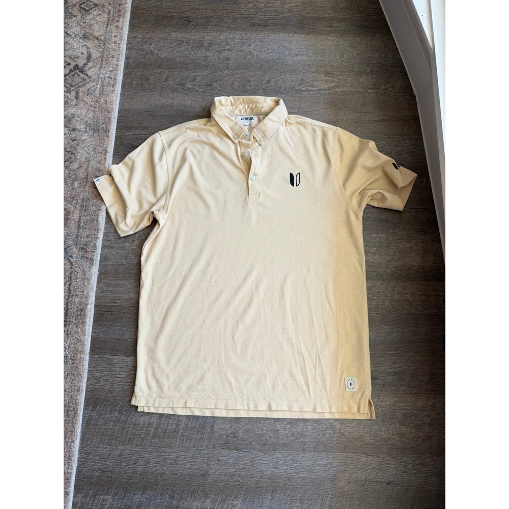 Linksoul Mens Tempus Fugit Polo Shirt Yellow Pique Golf Short Sleeve Size M
